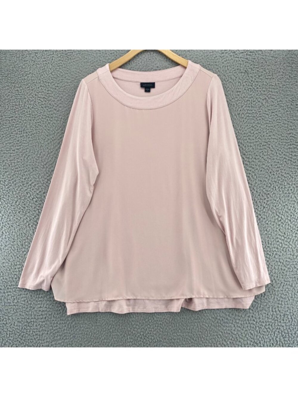 J Jill Top Womens Medium Wearever Pink Overlay Lined Knit Tunic Long Sleeve Tee